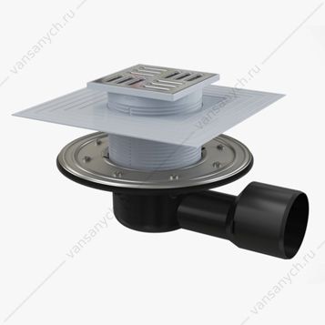 3130089 Сливной трап AlcaPlast APV3344, 105х105/75 мм, боковая подводка AlcaPlast (Чехия) купить в Тюмени (Ван Саныч™)