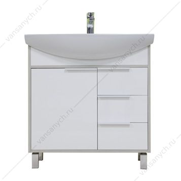 4141570 Тумба-умывальник Рико 80 Белый/Ясень фабрик 1A215401RIB90 с раковиной Смайл 80 Акватон (Россия) купить в Тюмени (Ван Саныч™)