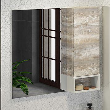 4136265 Зеркало-шкаф Турин-90 дуб бежевый Comforty (Россия) купить в Тюмени (Ван Саныч™)