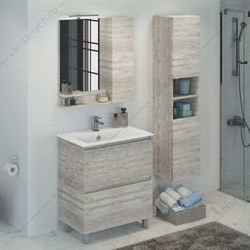 4137102 Тумба-умывальник Верона-75 дуб белый с раковиной COMFORTY 75Е Comforty (Россия) купить в Тюмени (Ван Саныч™)