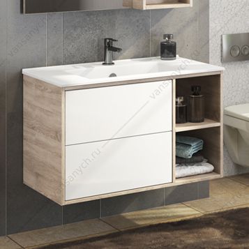 4142225 Тумба-умывальник Гамбург-90 дуб сонома с раковиной COMFORTY 90E Comforty (Россия) купить в Тюмени (Ван Саныч™)