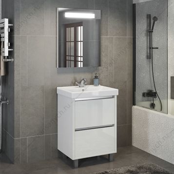4137134 Тумба-умывальник Дублин-60 белый глянец с раковиной COMFORTY 8056 Comforty (Россия) купить в Тюмени (Ван Саныч™)