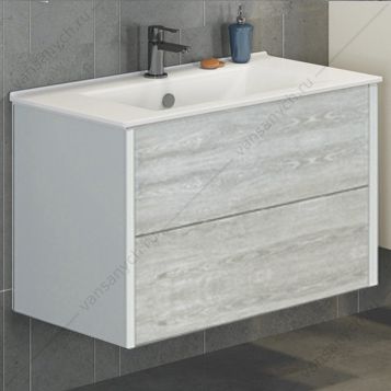 4137133 Тумба-умывальник Женева-90 дуб белый с раковиной COMFORTY 90E Comforty (Россия) купить в Тюмени (Ван Саныч™)
