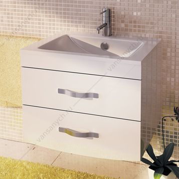4136348 Тумба-умывальник Лаура-75-2 подвесная белый с раковиной Quadro 75 Comforty (Россия) купить в Тюмени (Ван Саныч™)
