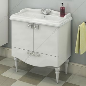 4136578 Тумба-умывальник Монако-80-1 белая с раковиной COMFORTY 3380 Comforty (Россия) купить в Тюмени (Ван Саныч™)