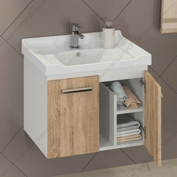 4142213 Тумба-умывальник Рига-60 дуб сонома с раковиной COMFORTY 9335-60 Comforty (Россия) купить в Тюмени (Ван Саныч™)
