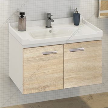 4139026 Тумба-умывальник Рига-80 дуб сонома с раковиной COMFORTY 9335-80 Comforty (Россия) купить в Тюмени (Ван Саныч™)