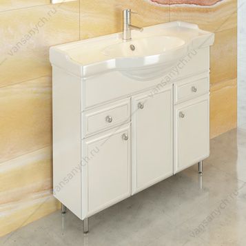 4134639 Тумба-умывальник Сочи-85 белая с раковиной Сенеж 87 Comforty (Россия) купить в Тюмени (Ван Саныч™)