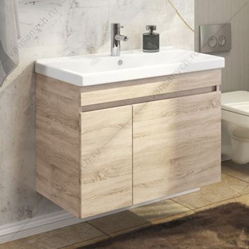 4142219 Тумба-умывальник Тромсе-80 дуб сонома с раковиной Fest 80 Comforty (Россия) купить в Тюмени (Ван Саныч™)