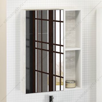 4147599 Зеркало-шкаф  COMFORTY Прага-60 дуб белый Comforty (Россия) купить в Тюмени (Ван Саныч™)