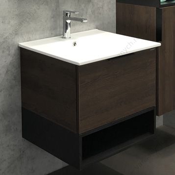 4150530 Тумба-умывальник COMFORTY Франкфурт-60 дуб-шоколадно-коричневый с раковиной 60e Comforty (Россия) купить в Тюмени (Ван Саныч™)