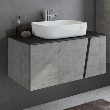 4147997 Тумба с раковиной COMFORTY Эдинбург-90 бетон с черной стол., раковина T-Y9378 Comforty (Россия) купить в Тюмени (Ван Саныч™)