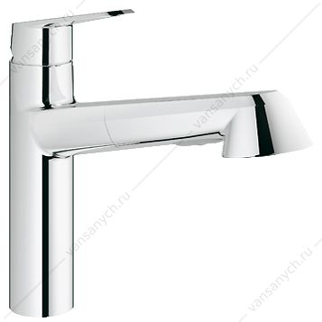 3120202 GROHE. Смеситель для мойки Eurodisc Cosmopolitan с выдвижной лейкой, 32257002 GROHE (Германия) купить в Тюмени (Ван Саныч™)