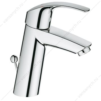 3122452 GROHE. Смеситель для раковины Eurosmart 23322001, со сливным гарнитуром, средний, литой излив GROHE (Германия) купить в Тюмени (Ван Саныч™)