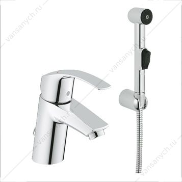 3131683 GROHE. Смеситель для раковины Eurosmart, с цепочкой, гиг. душем и настенным держателем, 23124002 GROHE (Германия) купить в Тюмени (Ван Саныч™)
