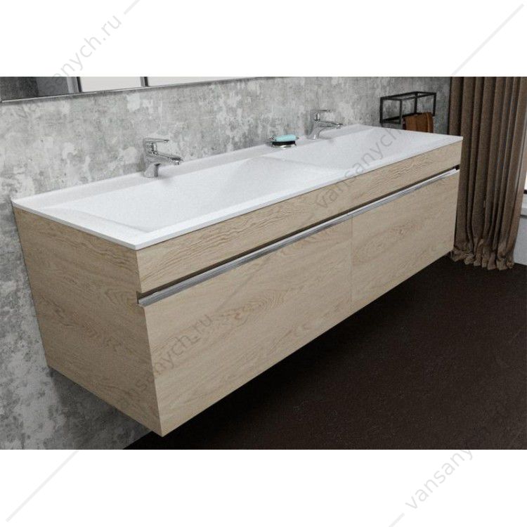 УТ000004910 Тумба подвесная Pulsus 140 (Дуб Сонома) c раковиной Pulsus 140 Velvex (Россия) купить в Тюмени (Ван Саныч™)