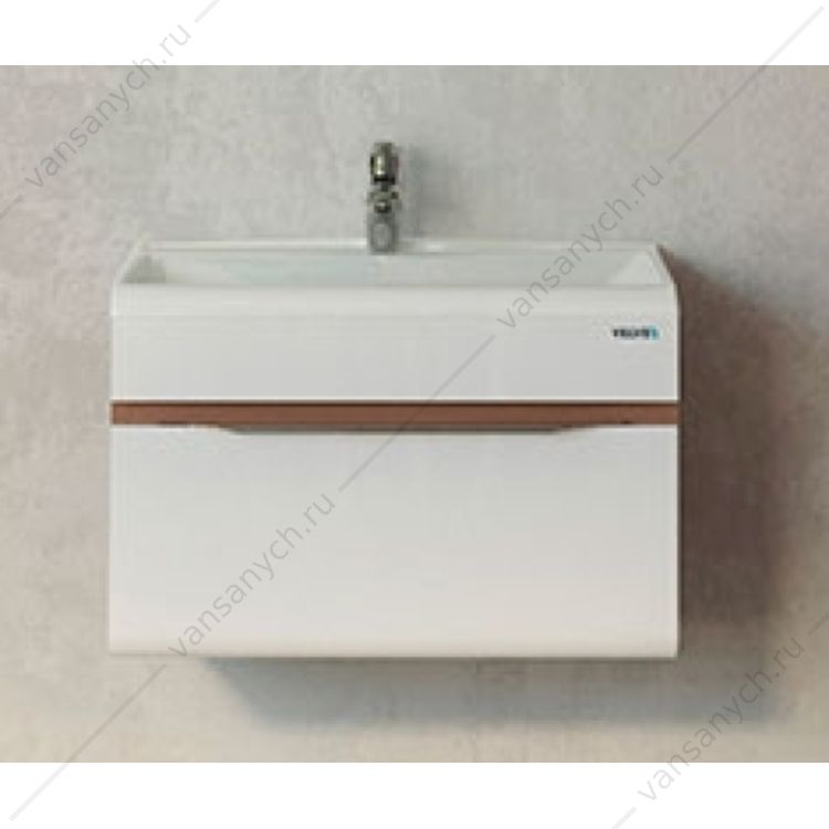 УТ000005725 Тумба подвесная CRYSTAL CUB 60 (темный лён) с раковиной LAMBO 60 Velvex (Россия) купить в Тюмени (Ван Саныч™)