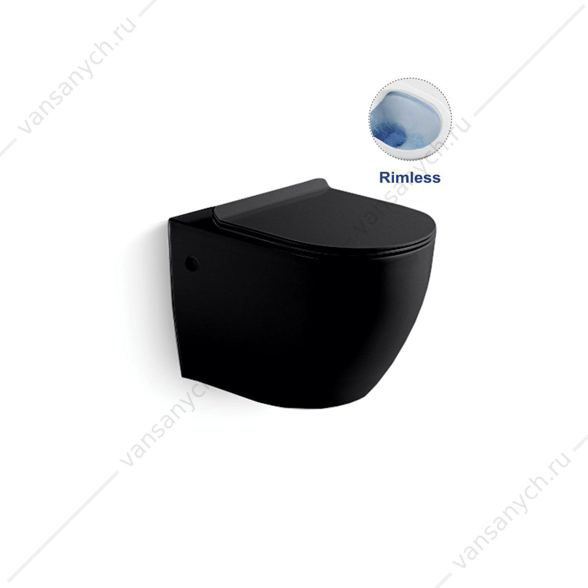 Унитаз безободковый подвесной Vincea Globo VT1-14MB, сиденье ультратонкое с микролифтом, быстросъемное, черный матовый Vincea (Италия) купить в Тюмени (Ван Саныч™)
