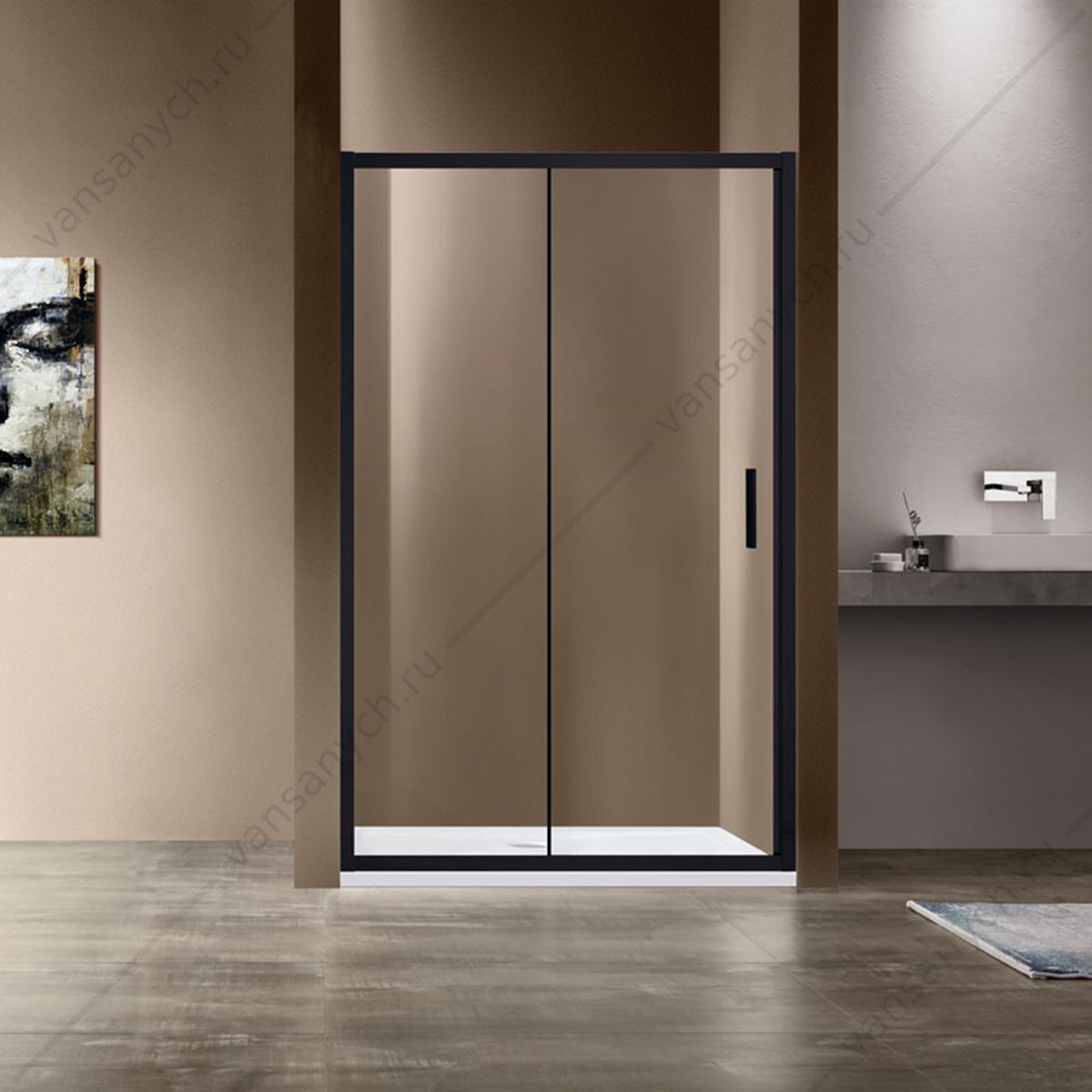 Душевая дверь Vincea Garda VDS-1G130CLB, 1300, черный, стекло прозрачное Vincea (Италия) купить в Тюмени (Ван Саныч™)