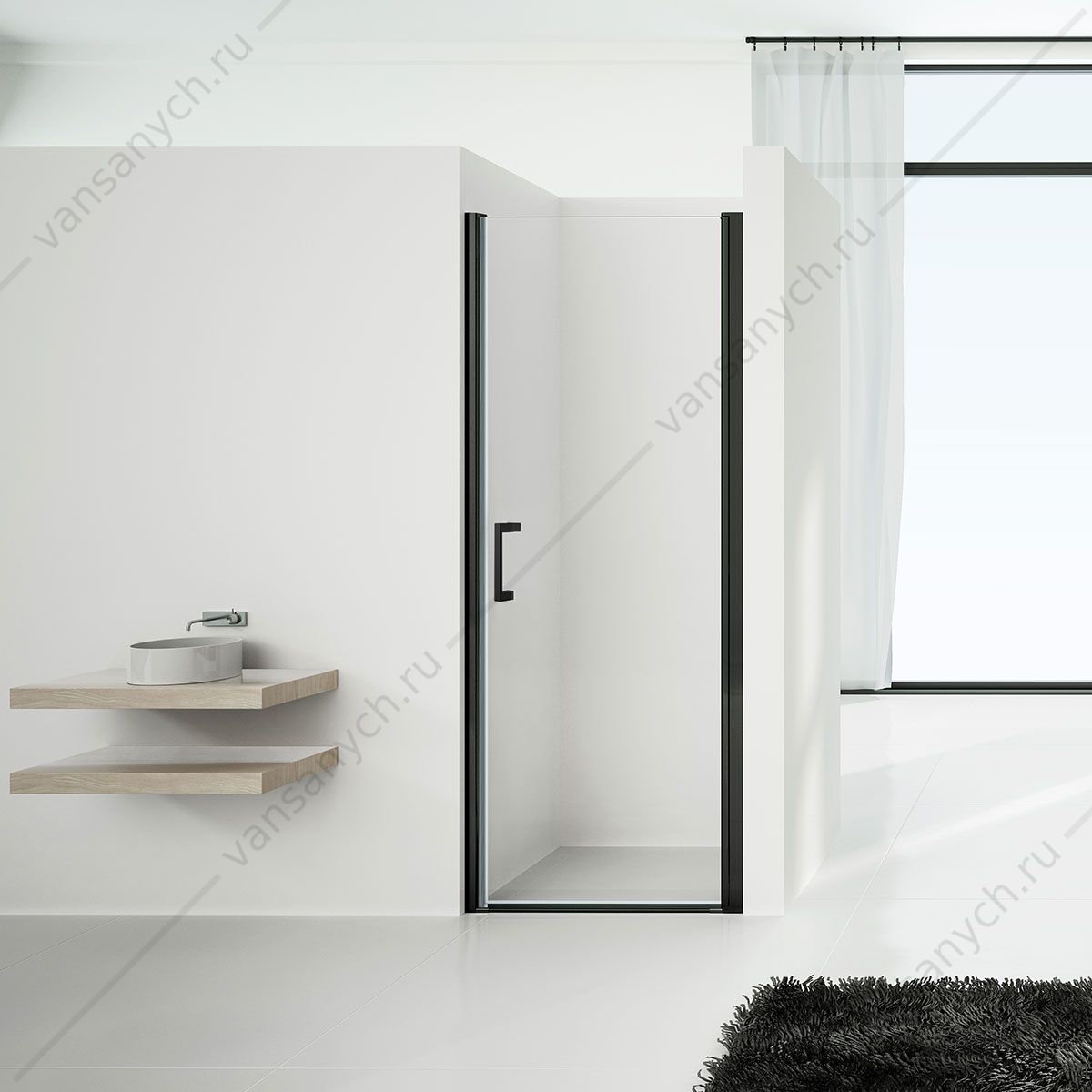 Душевая дверь Vincea Orta VPP-1O900CLB, 900, черный, стекло прозрачное Vincea (Италия) купить в Тюмени (Ван Саныч™)