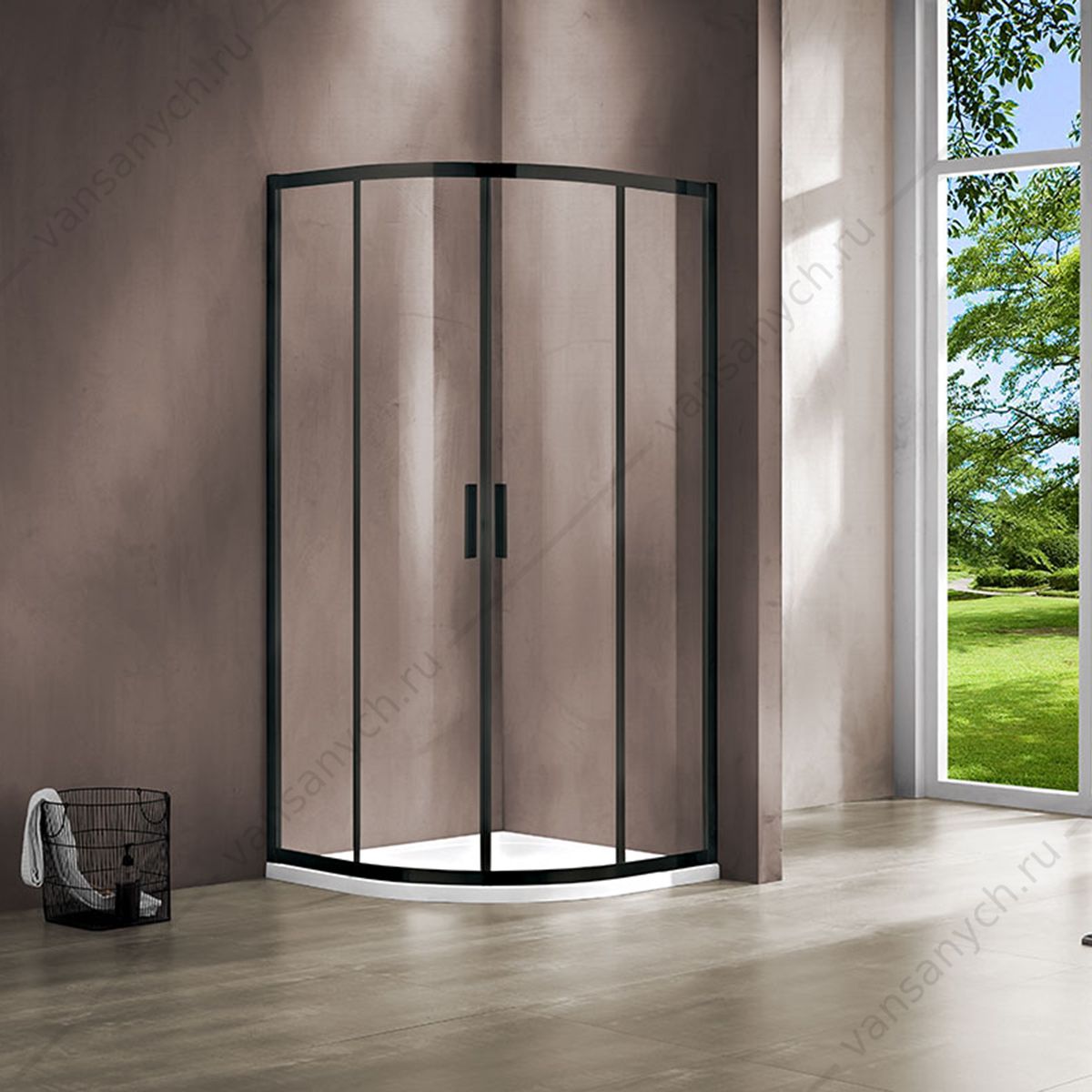 Душевой уголок Vincea Garda VSQ-1G900CLB, 900*900, черный, стекло прозрачное Vincea (Италия) купить в Тюмени (Ван Саныч™)