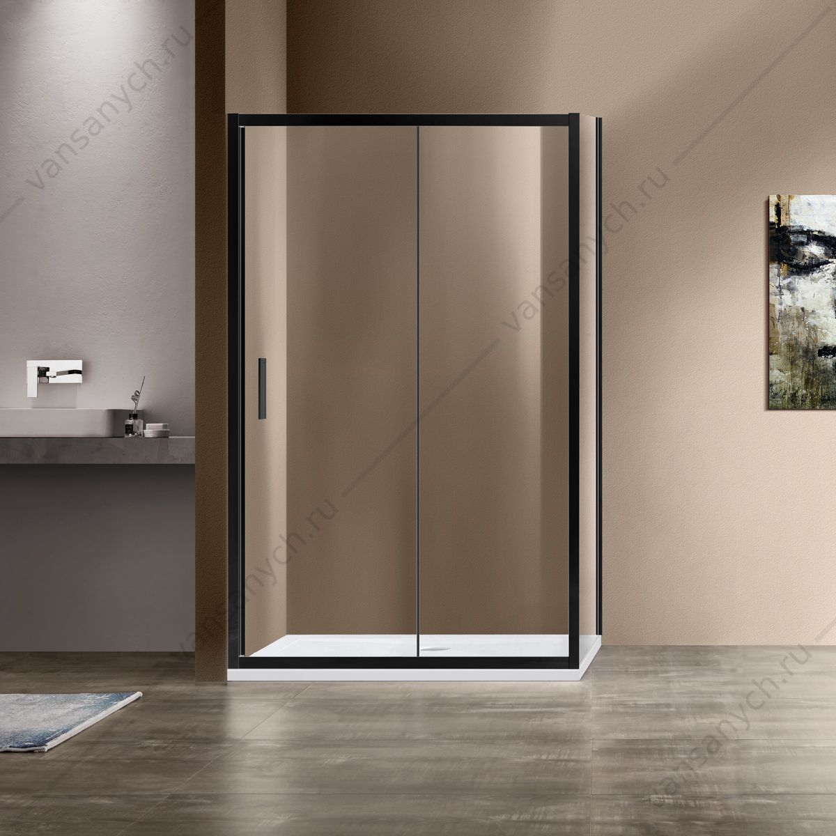 Душевой уголок Vincea Garda VSR-1G9013CLB, 1300*900, черный, стекло прозрачное Vincea (Италия) купить в Тюмени (Ван Саныч™)