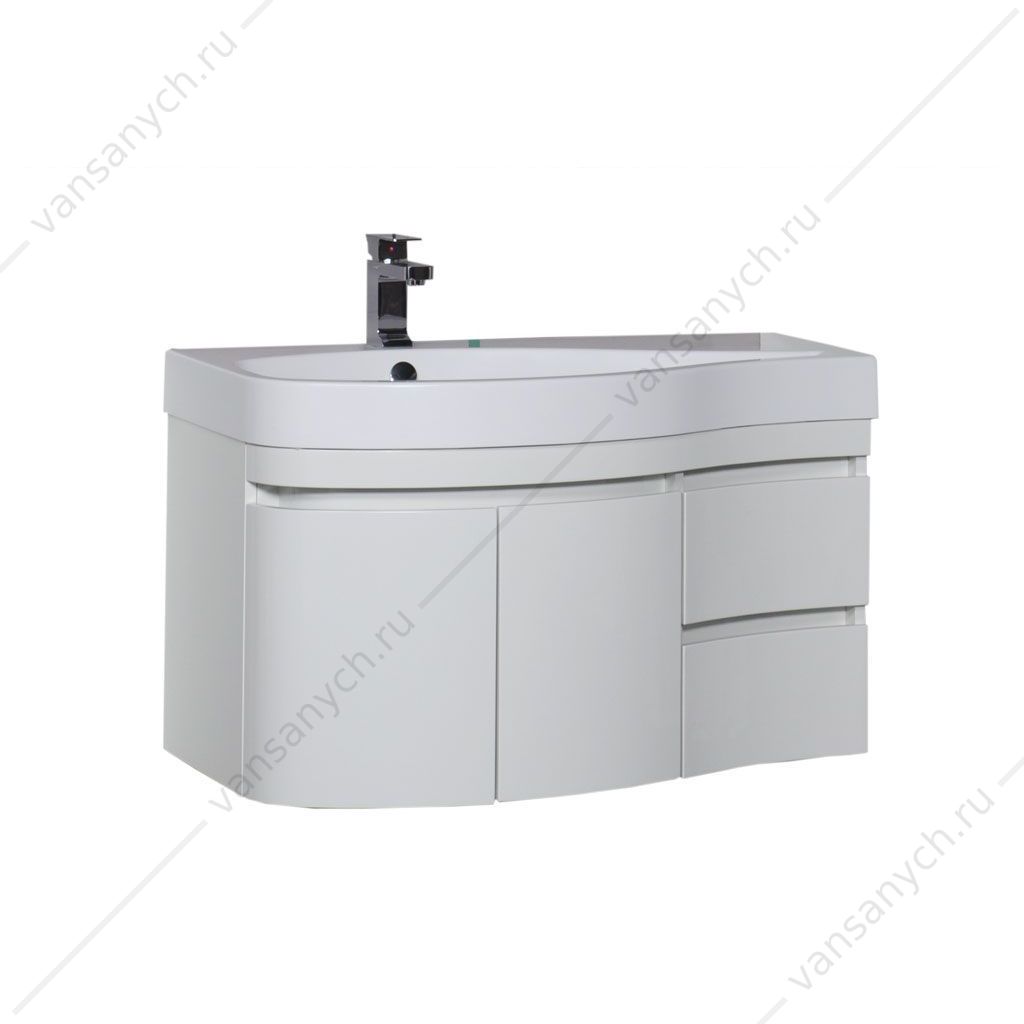 169631 Тумба с раковиной Aquanet Сопрано 95 L белый (2 дверцы 2 ящика) Aquanet (Россия) купить в Тюмени (Ван Саныч™)