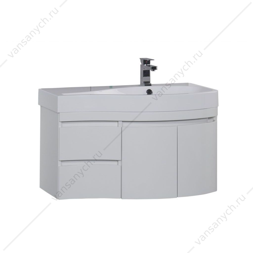 169633 Тумба с раковиной Aquanet Сопрано 95 R белый (2 дверцы 2 ящика) Aquanet (Россия) купить в Тюмени (Ван Саныч™)