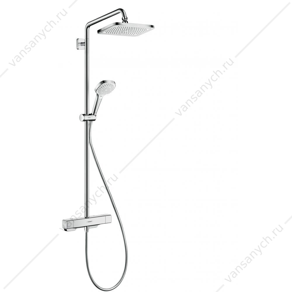 Душевая система с термостатом и тропическим душем Hansgrohe Croma E Showerpipe 280 1jet 27630000  HANSGROHE (Германия) купить в Тюмени (Ван Саныч™)