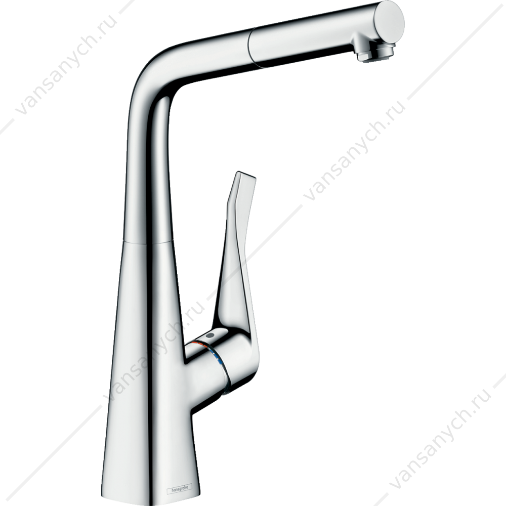 Смеситель для  кухни HANSGROHE Metris  с выдвижным изливом 14821000 HANSGROHE (Германия) купить в Тюмени (Ван Саныч™)