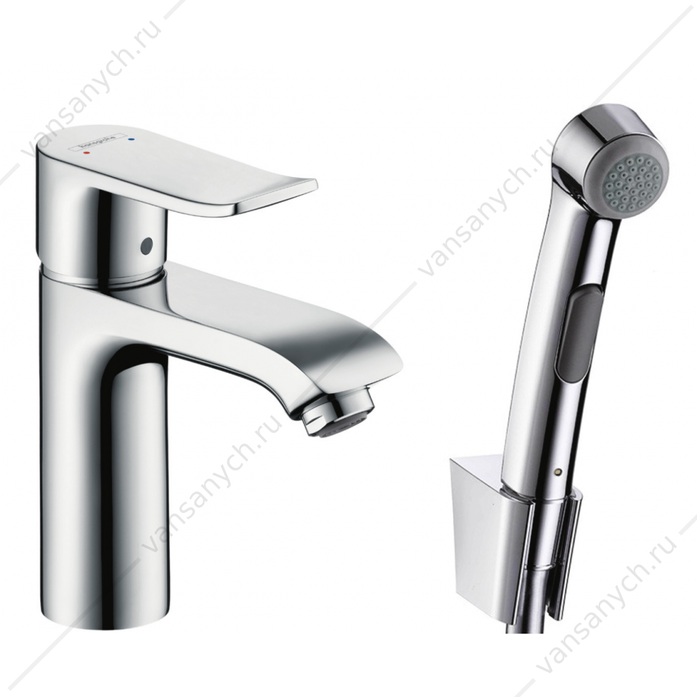 Смеситель для  раковины HANSGROHE Metris 110 мм с гигиеническим душем  31285000                                                                              HANSGROHE (Германия) купить в Тюмени (Ван Саныч™)