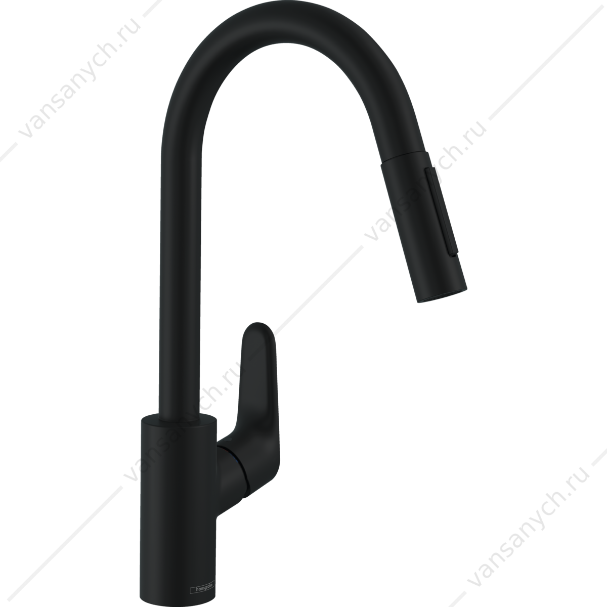 Смеситель для кухни с выдвижным изливом черный матовый HANSGROHE Focus 31815670 HANSGROHE (Германия) купить в Тюмени (Ван Саныч™)