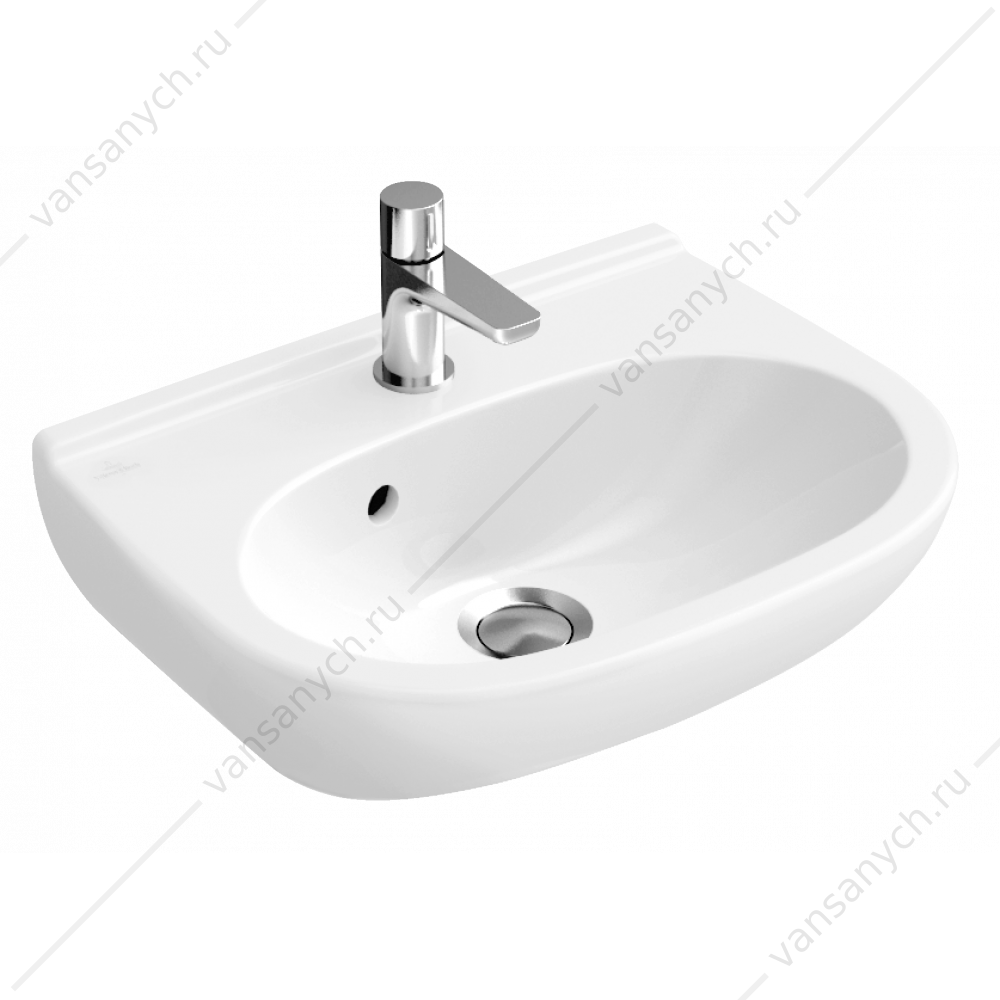 Раковина 50х40 VILLEROY & BOCH O.Novo с переливом, с 1 отв. под смеситель, weiss alpin, 53605001 Villeroy&Boch (Германия) купить в Тюмени (Ван Саныч™)