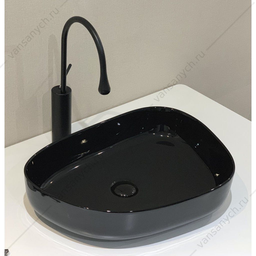 Раковина керамическая накладная чёрная BELBAGNO BB1435-NERO черный Belbagno (Италия) купить в Тюмени (Ван Саныч™)
