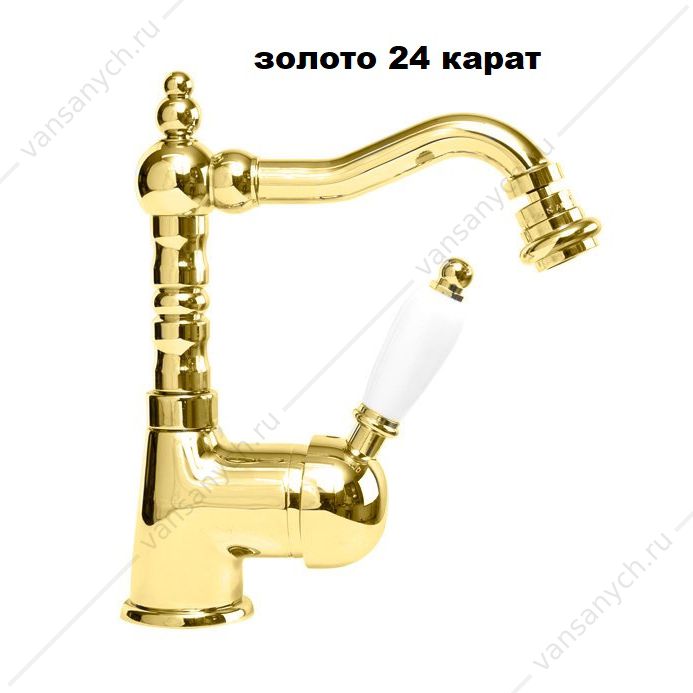 Смеситель на биде CEZARES ELITE-BSM2 золото 24 карат ручка белая Cezares (Италия) купить в Тюмени (Ван Саныч™)