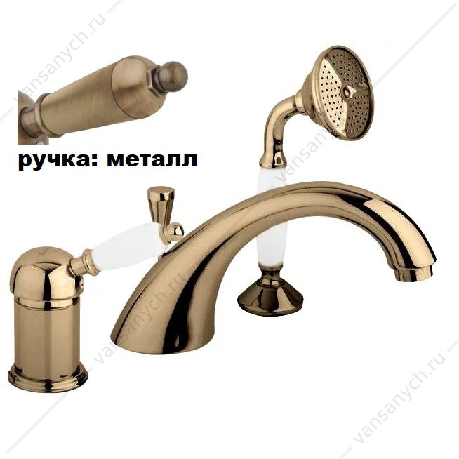 Смеситель на борт ванны с выдвижным душем CEZARES ELITE-BVDM бронза ручка бронза Cezares (Италия) купить в Тюмени (Ван Саныч™)