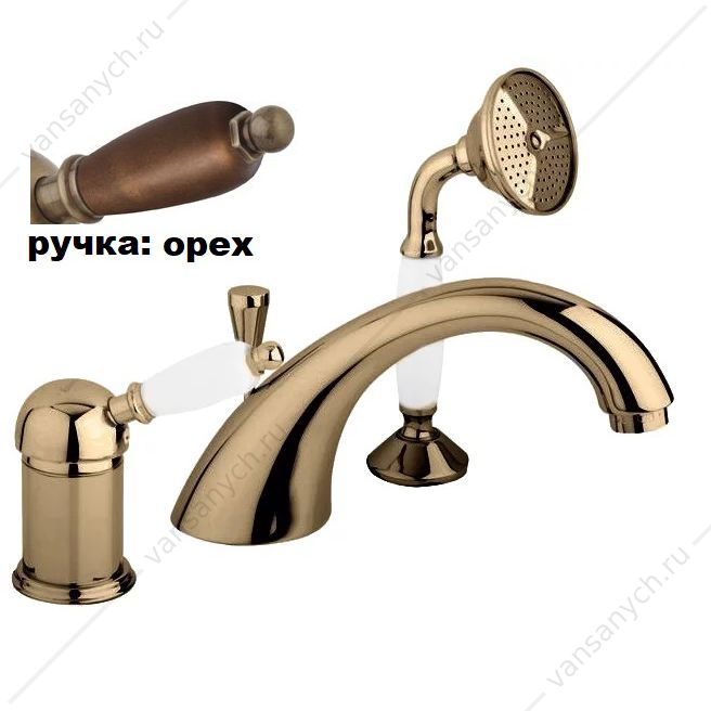 Смеситель на борт ванны с выдвижным душем CEZARES ELITE-BVDM бронза ручка орех Cezares (Италия) купить в Тюмени (Ван Саныч™)