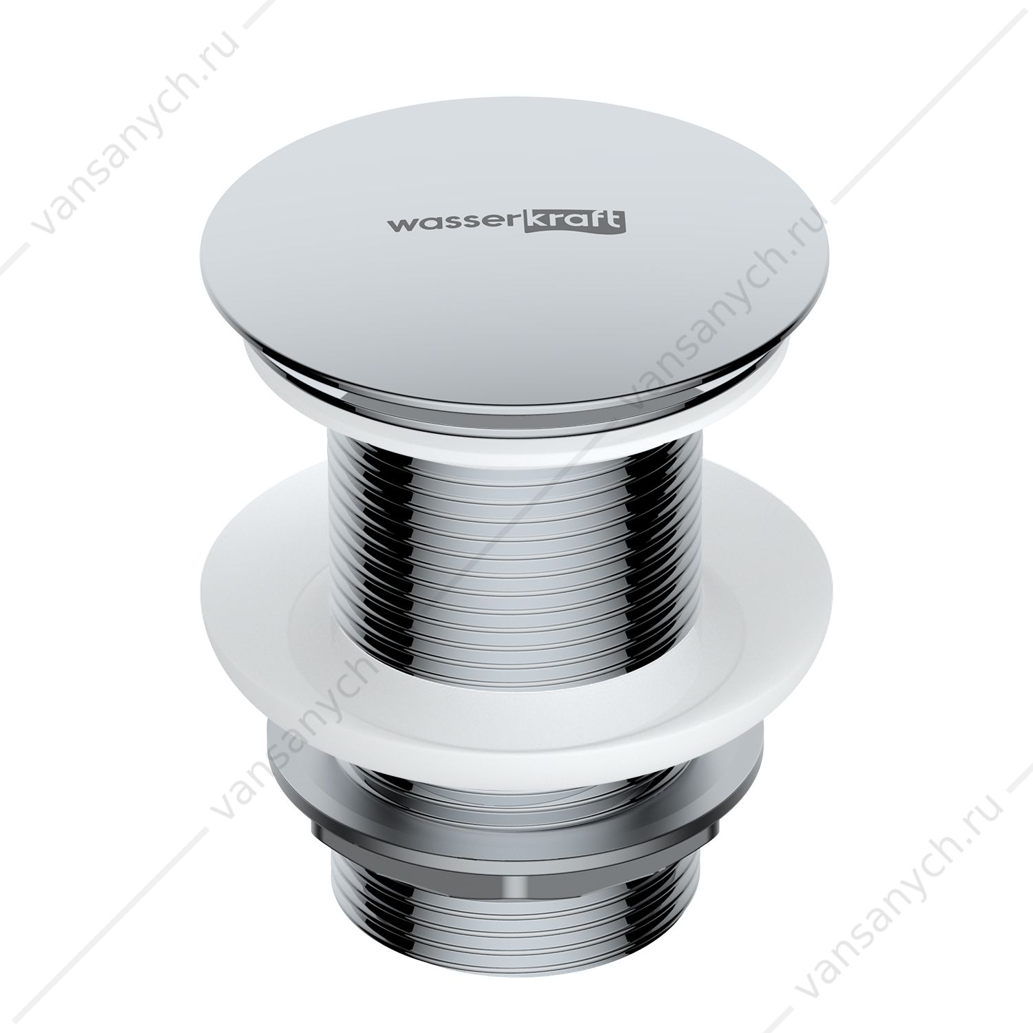 Донный клапан Push-up хром A244  WasserKraft (Германия) купить в Тюмени (Ван Саныч™)