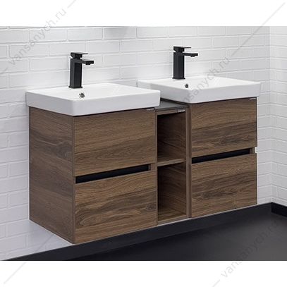 00-00013690 Набор мебели 110 COMFORTY Дартфорд-110 дуб тёмно-коричневый с двумя раковинами Адриана 45, 00-00013690CF Comforty (Россия) купить в Тюмени (Ван Саныч™)