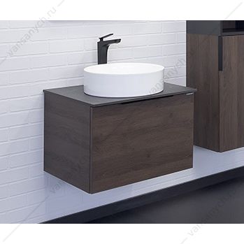 00-00013791 Тумба с раковиной 60 COMFORTY Портленд-60 дуб шок-коричн, столешница под мрамор Калакатта Блэк, с раковиной COMFORTY 9110, 00-00013791CF Comforty (Россия) купить в Тюмени (Ван Саныч™)