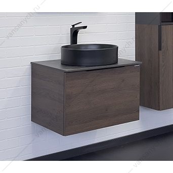 00-00013793 Тумба с раковиной 60 иCOMFORTY Портленд-60 дуб шок-коричн, столешница под мрамор Калакатта Блэк, с раковиной COMFORTY 9110MB, 00-00013793CF Comforty (Россия) купить в Тюмени (Ван Саныч™)