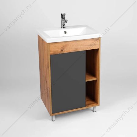 00-00013262 Тумба с раковиной 50 VIANT Бостон COMO 50,  1 ств, графит VBOS50COG-T1ST  VIANT (Россия) купить в Тюмени (Ван Саныч™)