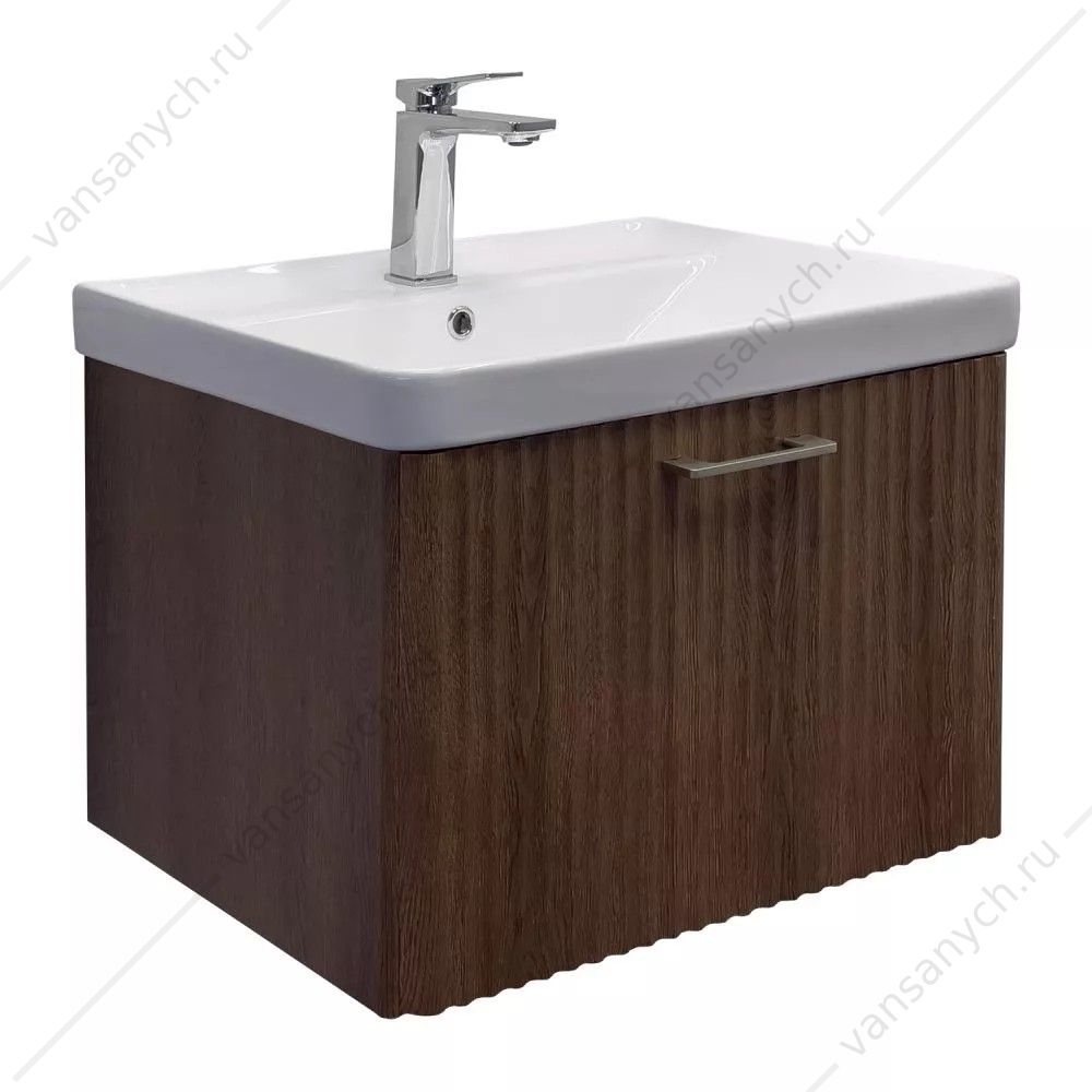 00-00021035 Тумба с раковиной COMFORTY Ангара-60П дуб темнокоричневый, раковина COMFORTY 4460, 00-00021035CF Comforty (Россия) купить в Тюмени (Ван Саныч™)