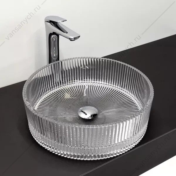 00-00015701 Раковина D40 круглая накладная COMFORTY CF21001 стеклянная прозрачная Comforty (Россия) купить в Тюмени (Ван Саныч™)