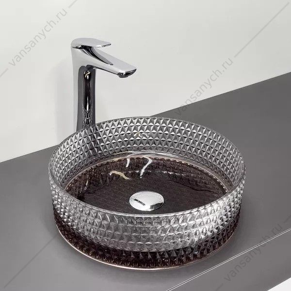 00-00015717 Раковина D36 круглая накладная COMFORTY CF21009 стеклянная прозрачная с кофе Comforty (Россия) купить в Тюмени (Ван Саныч™)
