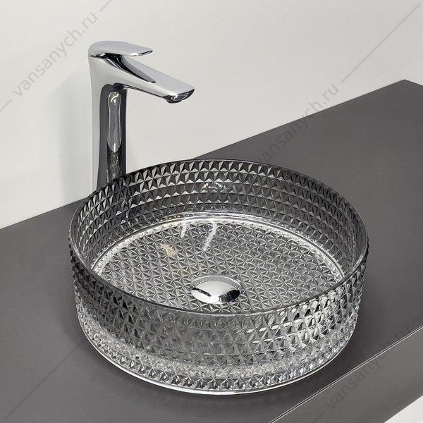 00-00015716 Раковина D36 круглая накладная COMFORTY CF21010 стеклянная градиентный серый Comforty (Россия) купить в Тюмени (Ван Саныч™)
