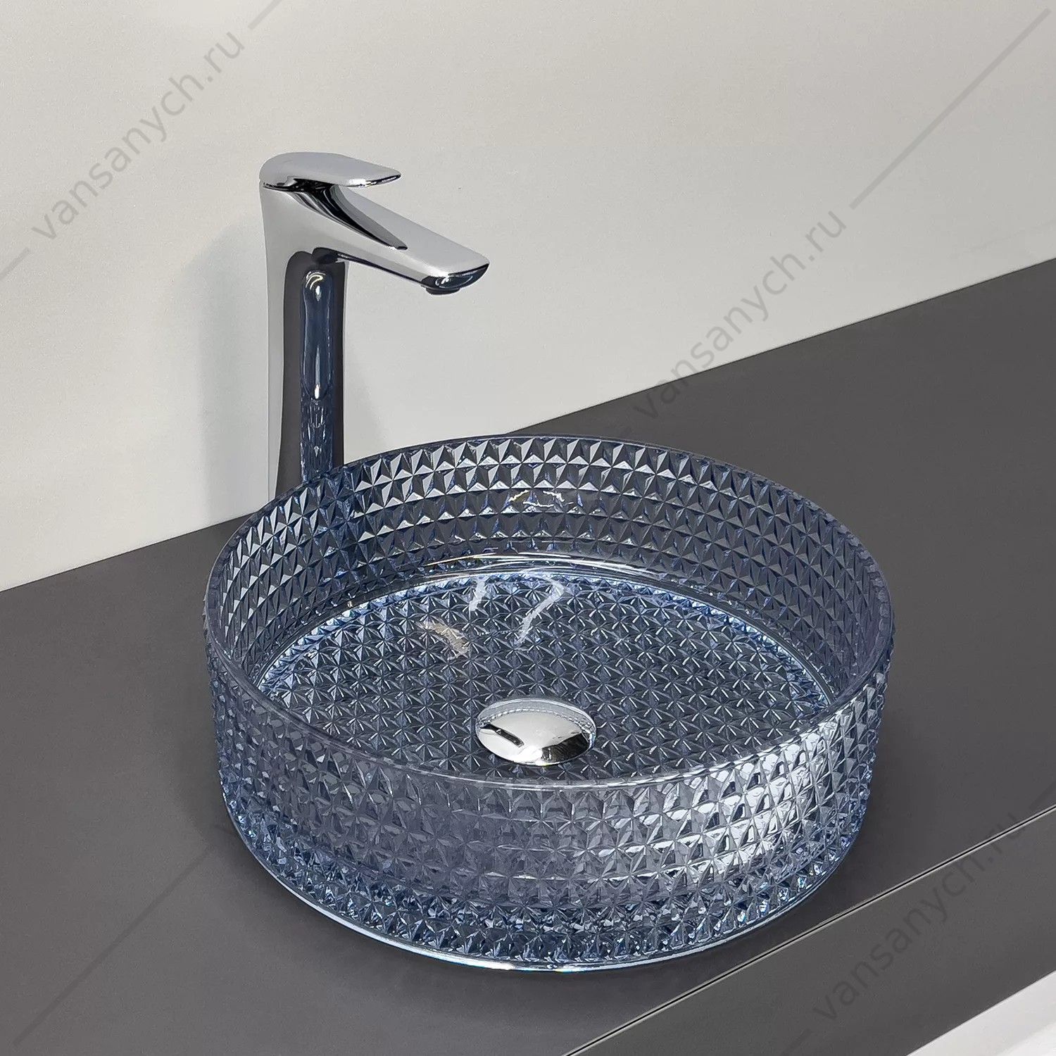 00-00015715 Раковина D36 круглая накладная COMFORTY CF21011 стеклянная небесно-голубой Comforty (Россия) купить в Тюмени (Ван Саныч™)