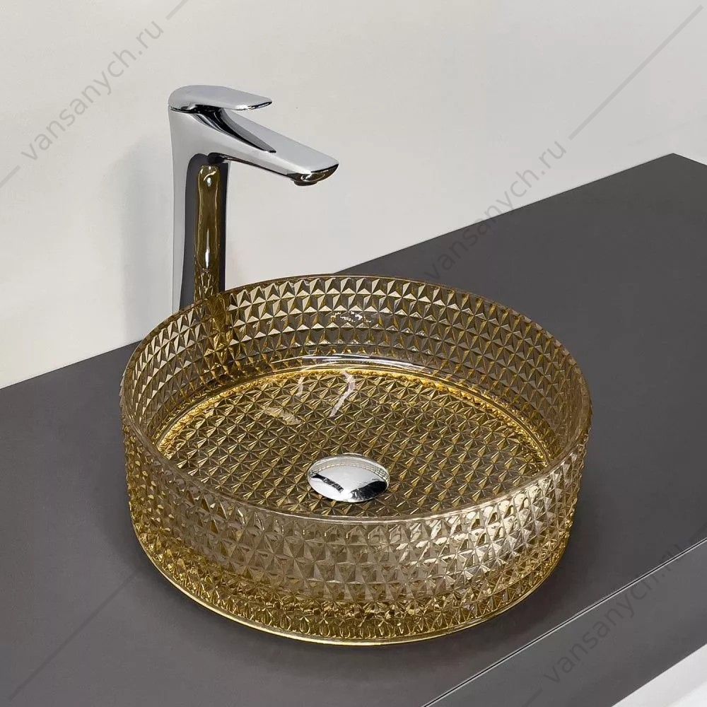 00-00015714 Раковина D36 круглая накладная COMFORTY CF21012 стеклянная светло-коричневый Comforty (Россия) купить в Тюмени (Ван Саныч™)