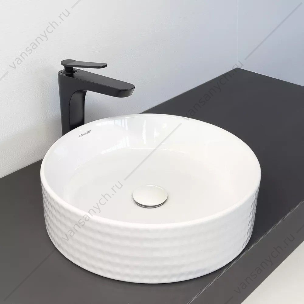 00-00020095 Раковина D40 круглая накладная COMFORTY CF3074 рифленый борт белая Comforty (Россия) купить в Тюмени (Ван Саныч™)