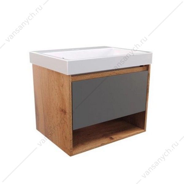 УТ000037654 Тумба для ванны подвесная AGATA Исландия 60 АТ60-115, 1 ящик, дуб вотан, с раковиной Слим 60 AGATA (Россия) купить в Тюмени (Ван Саныч™)